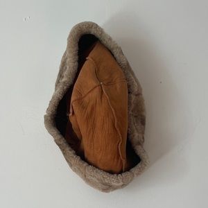 Vintage leather and shearling winter hat